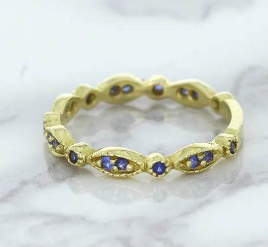 0.30ctw Blue Sapphire Alternating Marquise Ring in 14K Yellow Gold