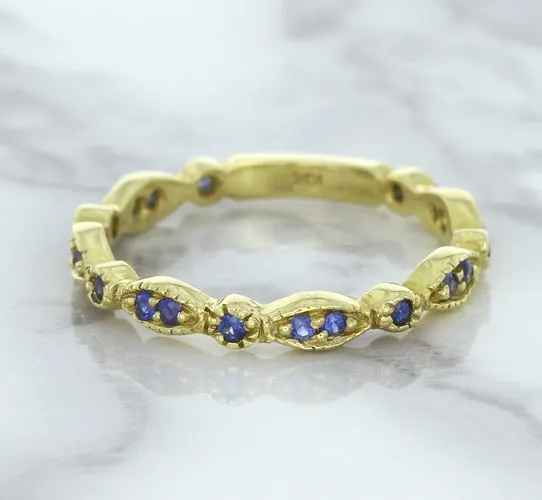 0.30ctw Blue Sapphire Alternating Marquise Ring in 14K Yellow Gold