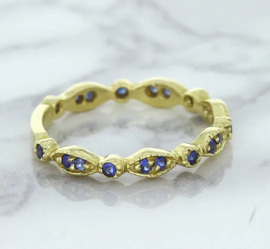 0.30ctw Blue Sapphire Alternating Marquise Ring in 14K Yellow Gold