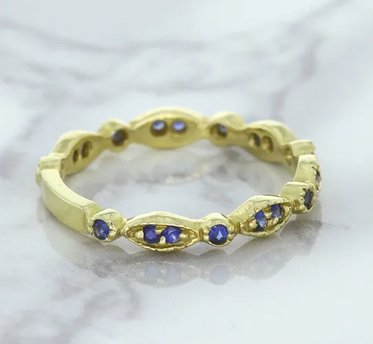 0.30ctw Blue Sapphire Alternating Marquise Ring in 14K Yellow Gold