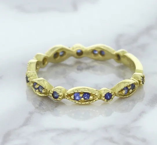 0.30ctw Blue Sapphire Alternating Marquise Ring in 14K Yellow Gold
