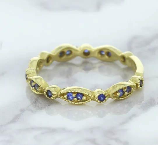 0.30ctw Blue Sapphire Alternating Marquise Ring in 14K Yellow Gold