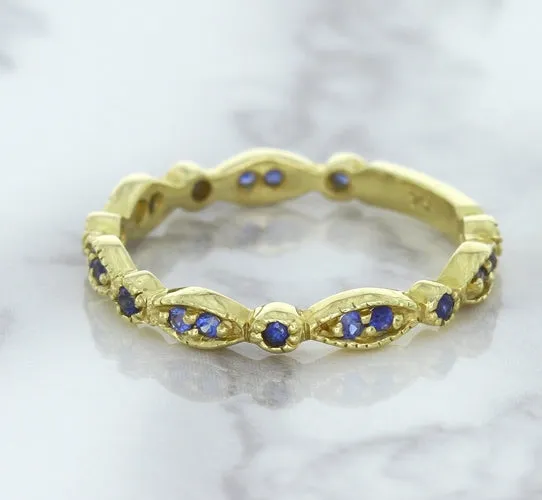 0.30ctw Blue Sapphire Alternating Marquise Ring in 14K Yellow Gold
