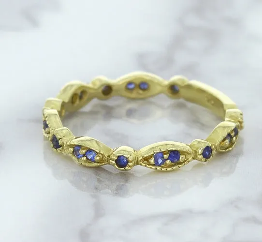 0.30ctw Blue Sapphire Alternating Marquise Ring in 14K Yellow Gold
