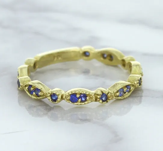 0.30ctw Blue Sapphire Alternating Marquise Ring in 14K Yellow Gold