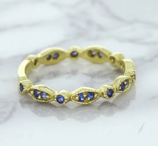 0.30ctw Blue Sapphire Alternating Marquise Ring in 14K Yellow Gold