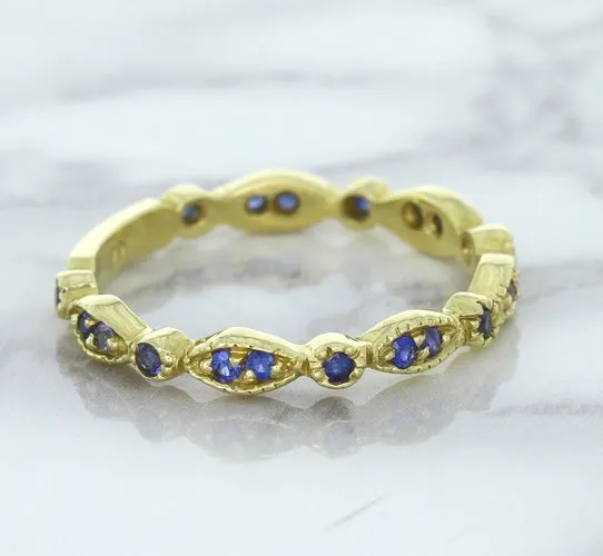 0.30ctw Blue Sapphire Alternating Marquise Ring in 14K Yellow Gold