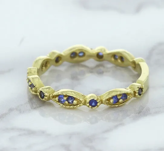 0.30ctw Blue Sapphire Alternating Marquise Ring in 14K Yellow Gold