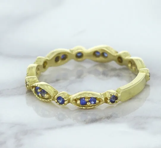 0.30ctw Blue Sapphire Alternating Marquise Ring in 14K Yellow Gold