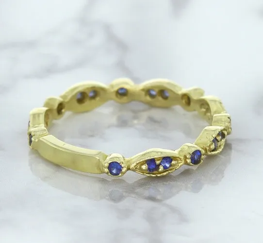 0.30ctw Blue Sapphire Alternating Marquise Ring in 14K Yellow Gold