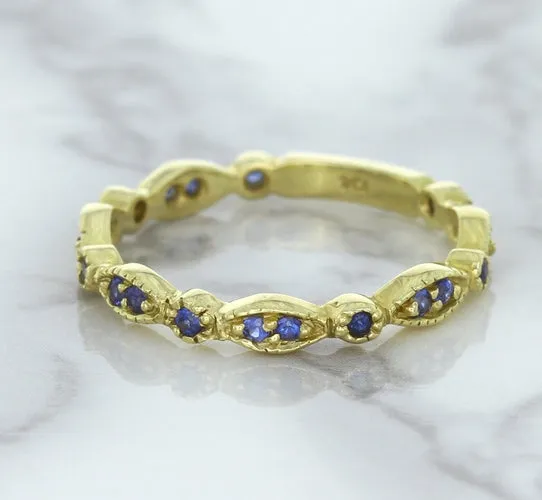 0.30ctw Blue Sapphire Alternating Marquise Ring in 14K Yellow Gold