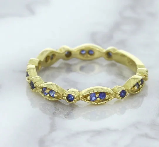 0.30ctw Blue Sapphire Alternating Marquise Ring in 14K Yellow Gold