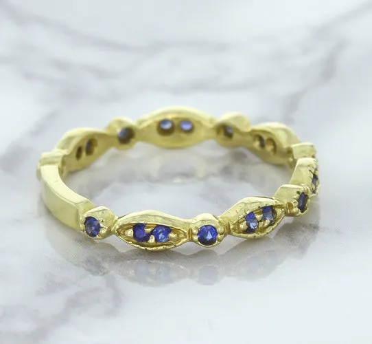 0.30ctw Blue Sapphire Alternating Marquise Ring in 14K Yellow Gold