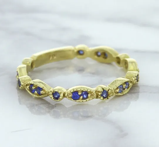 0.30ctw Blue Sapphire Alternating Marquise Ring in 14K Yellow Gold