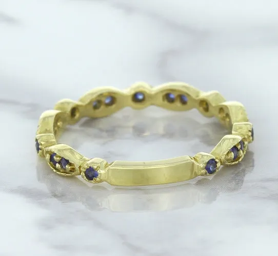 0.30ctw Blue Sapphire Alternating Marquise Ring in 14K Yellow Gold