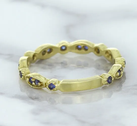 0.30ctw Blue Sapphire Alternating Marquise Ring in 14K Yellow Gold