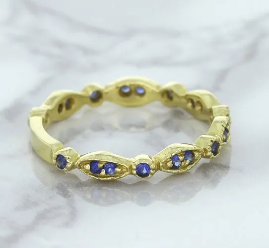 0.30ctw Blue Sapphire Alternating Marquise Ring in 14K Yellow Gold