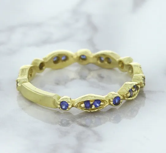 0.30ctw Blue Sapphire Alternating Marquise Ring in 14K Yellow Gold