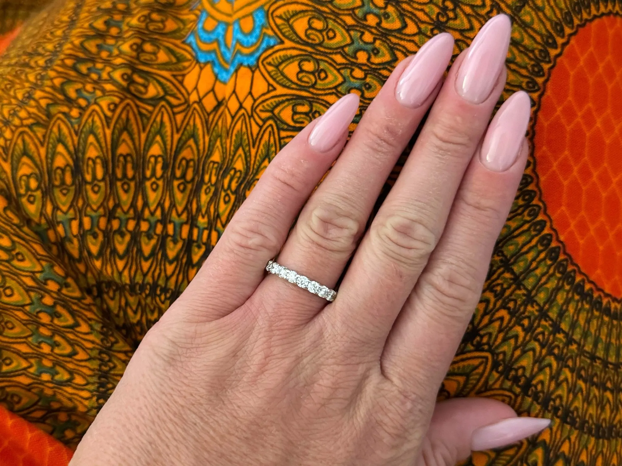 1 Carat 5 Brilliant Cut Diamond Band Ring 14k White Gold