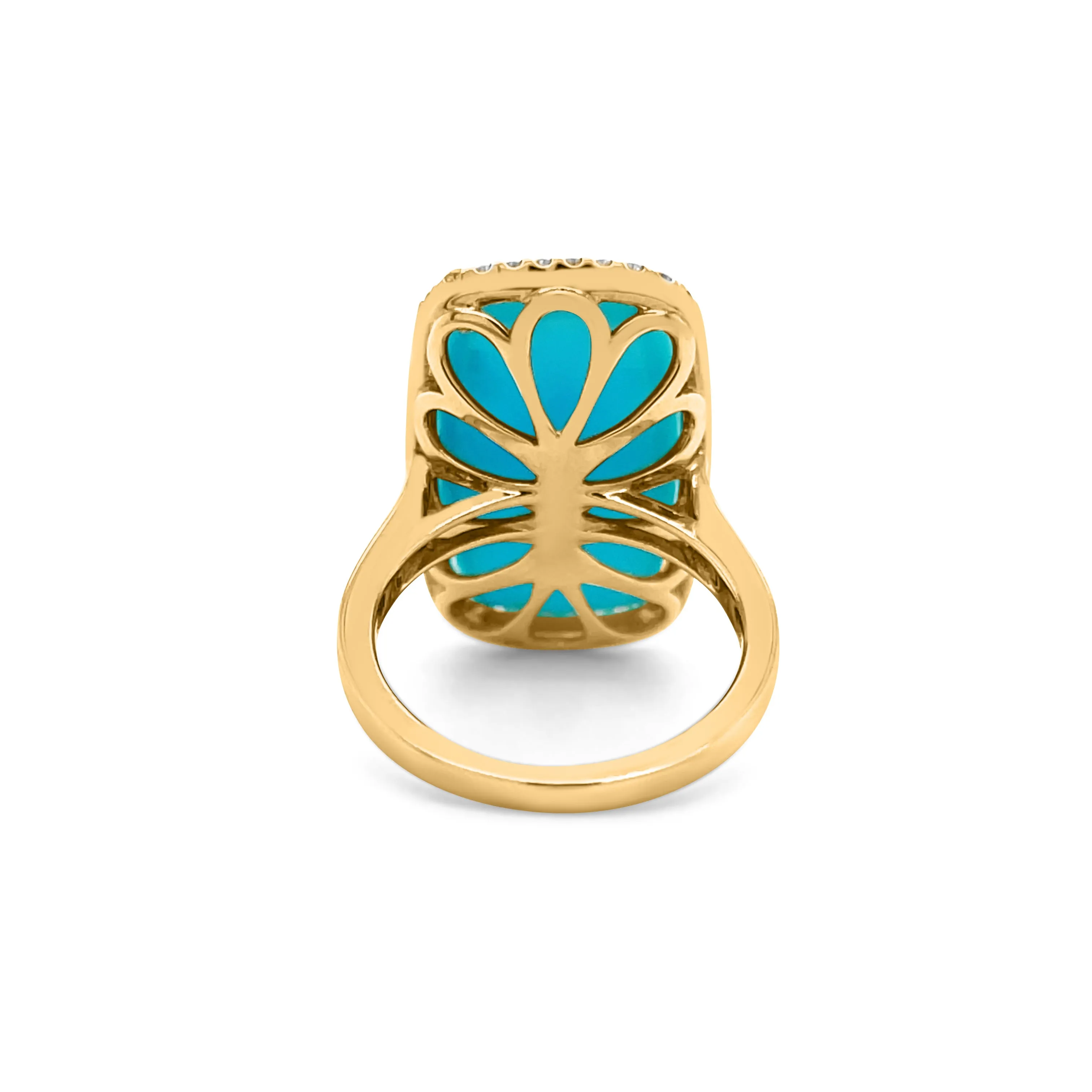 10.20 Carat Clear Quartz Over Turquoise Gemstone Ring in 18k Yellow Gold