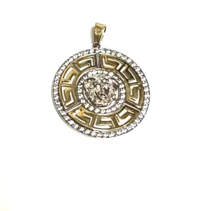 10K Yellow and White Gold Designer Style CZ Pendant