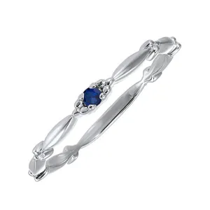 10KT White Gold Classic Book Birthstone Stackable Fashion Ring