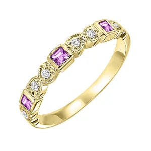 10KT Yellow Gold & Diamond Classic Book Stackable Fashion Ring  - 1/10 ctw