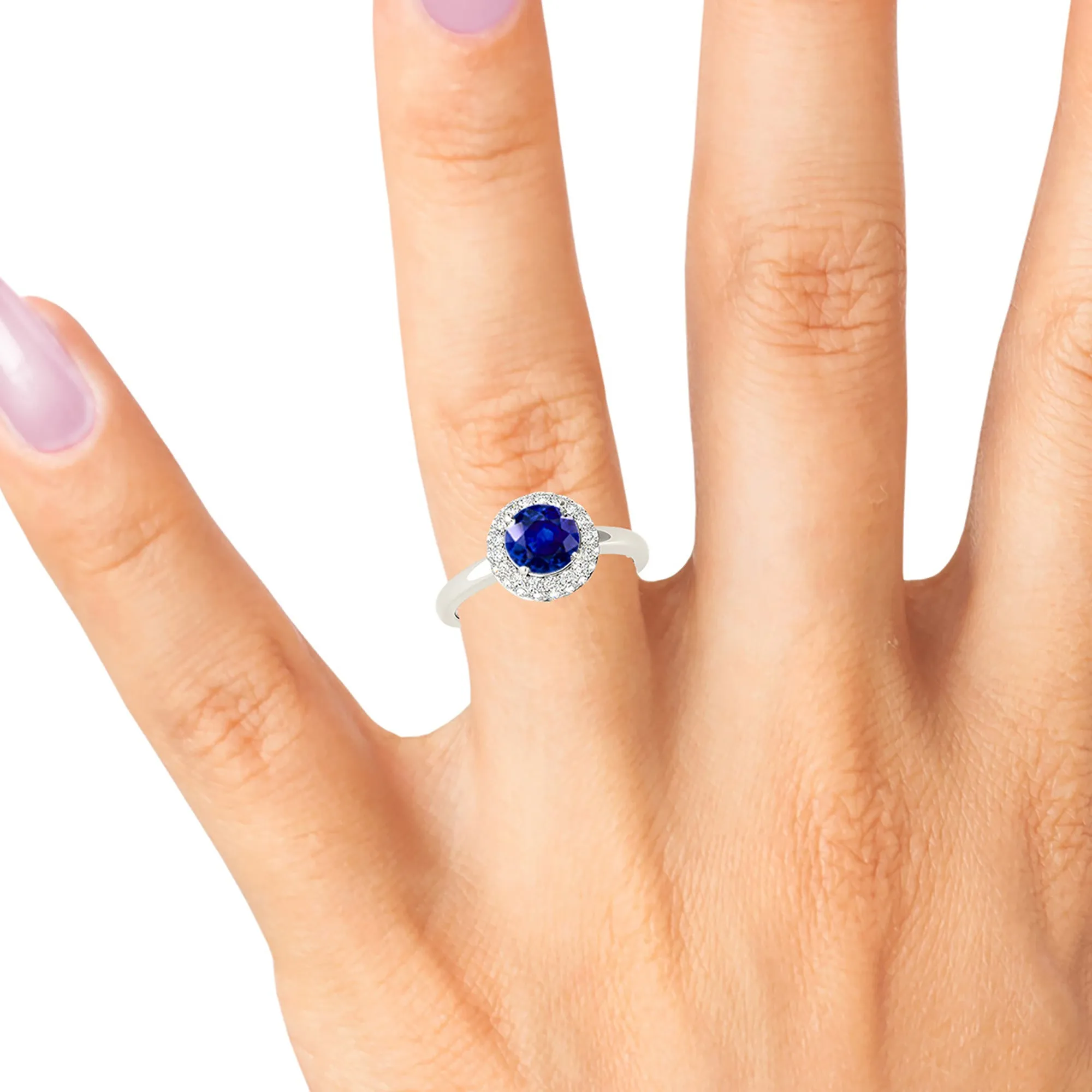 1.35 ct. Genuine Blue Sapphire Solitaire Halo Ring