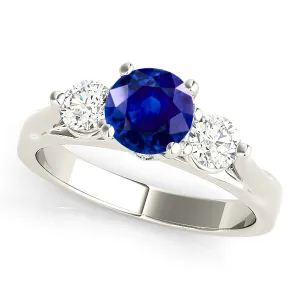 1.35 ct. Genuine Blue Sapphire Three Stone Ring