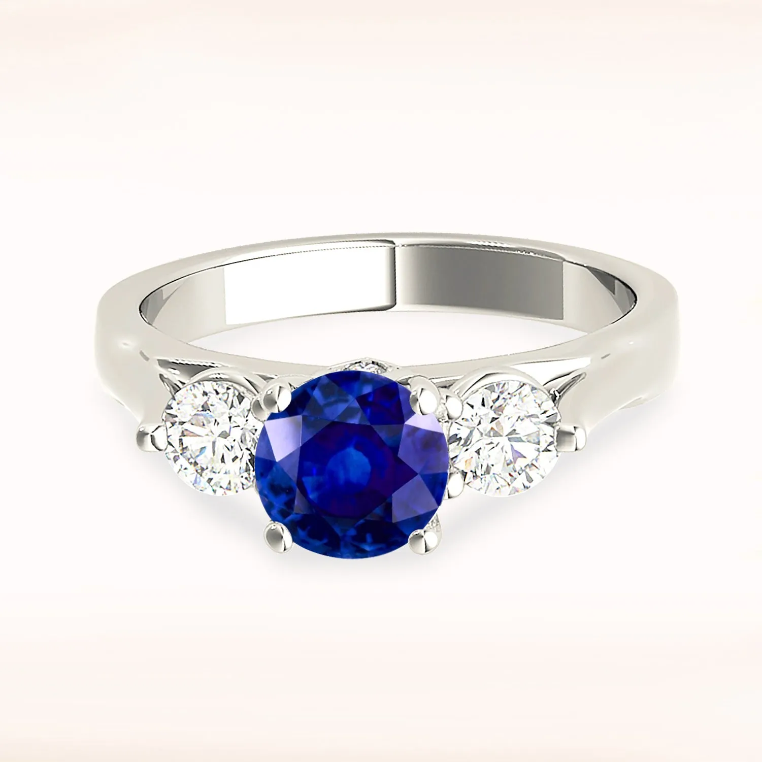 1.35 ct. Genuine Blue Sapphire Three Stone Ring