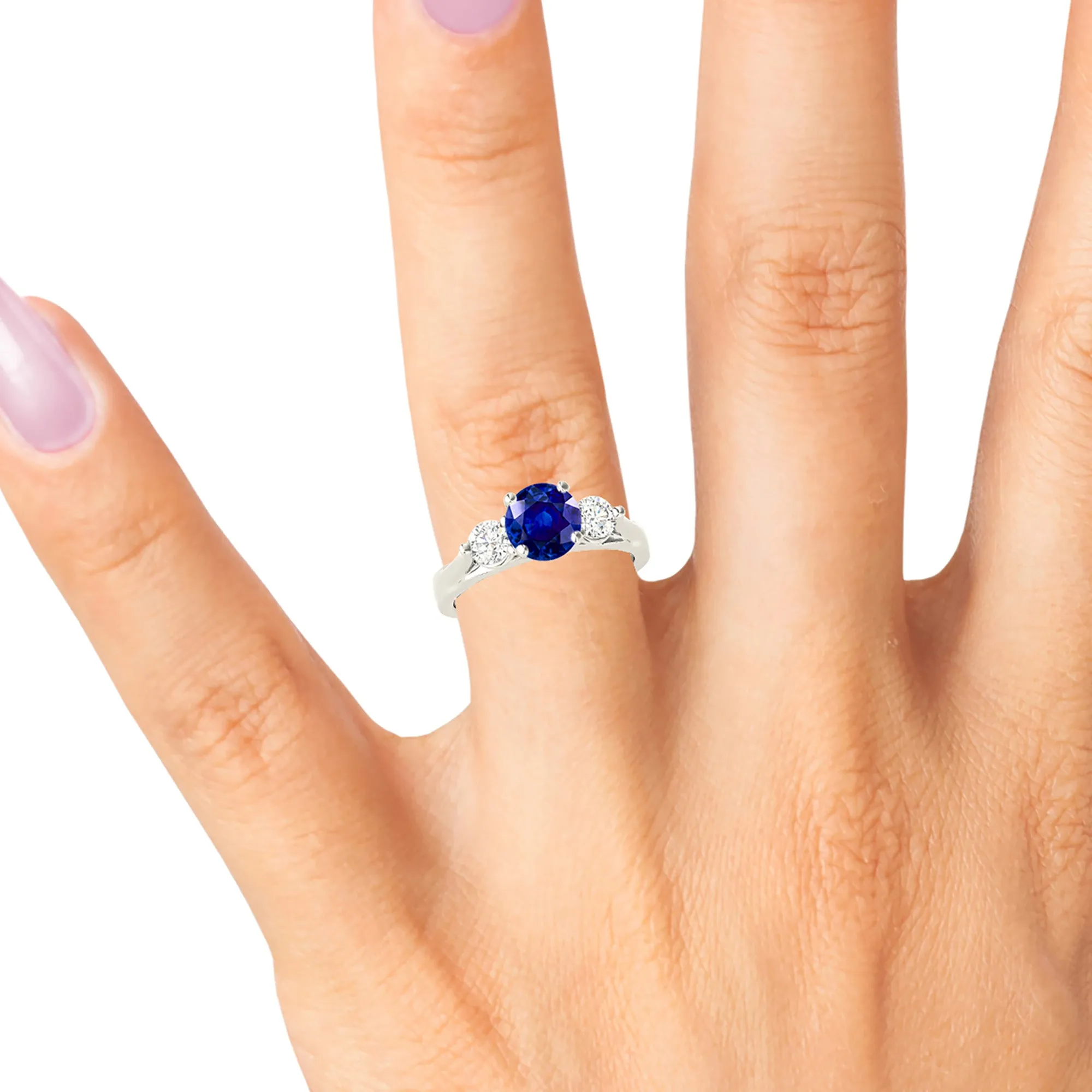 1.35 ct. Genuine Blue Sapphire Three Stone Ring