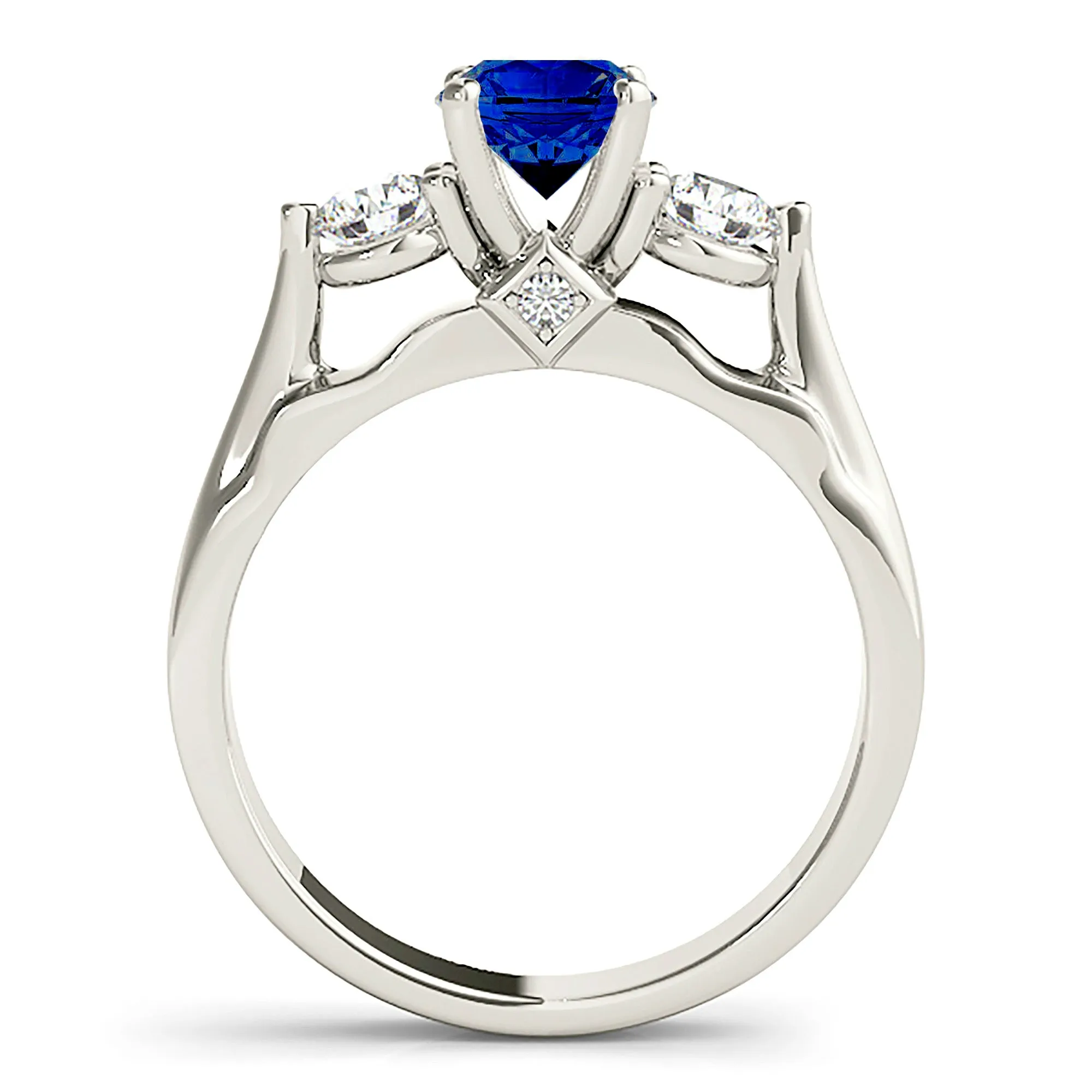 1.35 ct. Genuine Blue Sapphire Three Stone Ring