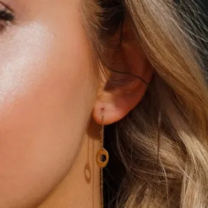 14 Karat Gold Oval Threader Earrings
