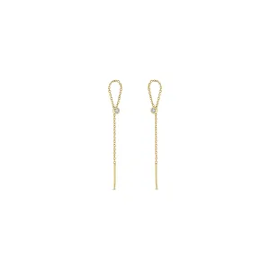 14k Diamond Bezel Loop Threader Earrings