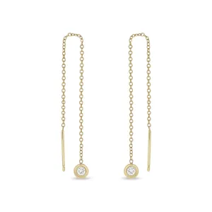14k Floating Diamond Threader Earrings