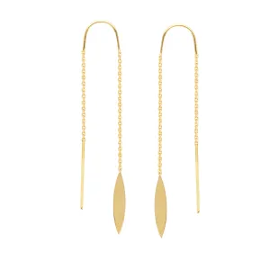 14K GOLD ALMOND THREADER EARRINGS