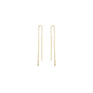14k Hammered Short Wire Threader Earrings