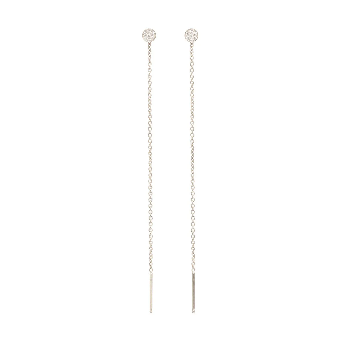 14k Itty Bitty Pavé Diamond Disc Threader Earrings