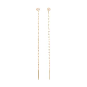 14k Itty Bitty Pavé Diamond Disc Threader Earrings