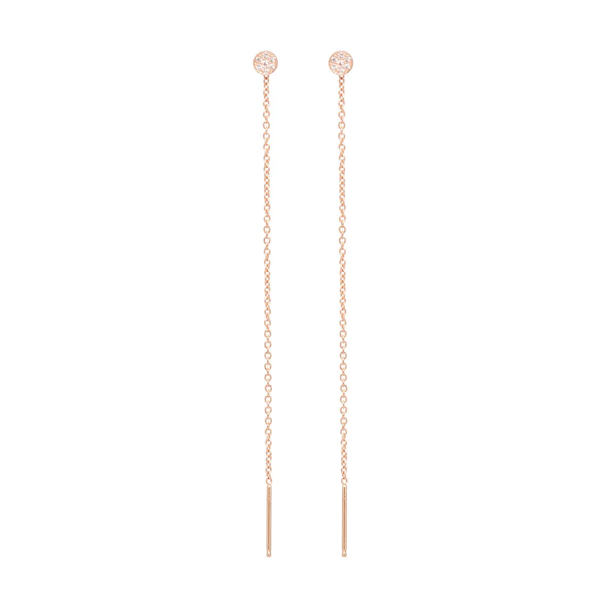 14k Itty Bitty Pavé Diamond Disc Threader Earrings