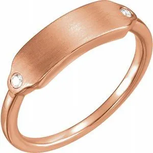 14K Rose .03 CTW Diamond 18x5 mm Rectangle Signet Ring