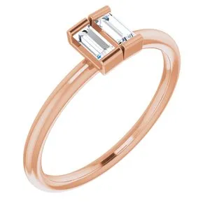 14K Rose 1/4 CTW Diamond Two-Stone Ring