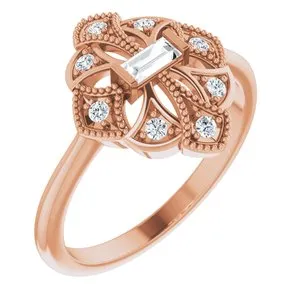 14K Rose 1/5 CTW Diamond Vintage-Inspired Ring