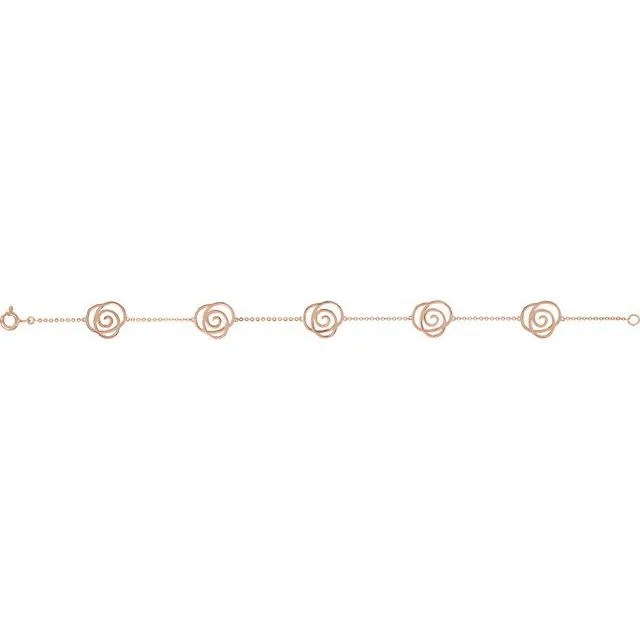 14K Rose Gold Floral Station 7" Bracelet
