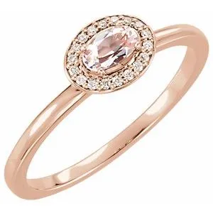 14K Rose Morganite & .05 CTW Diamond Ring