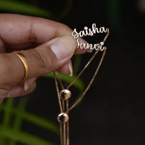 14K Solid Gold Personalized Name Slider Bracelet