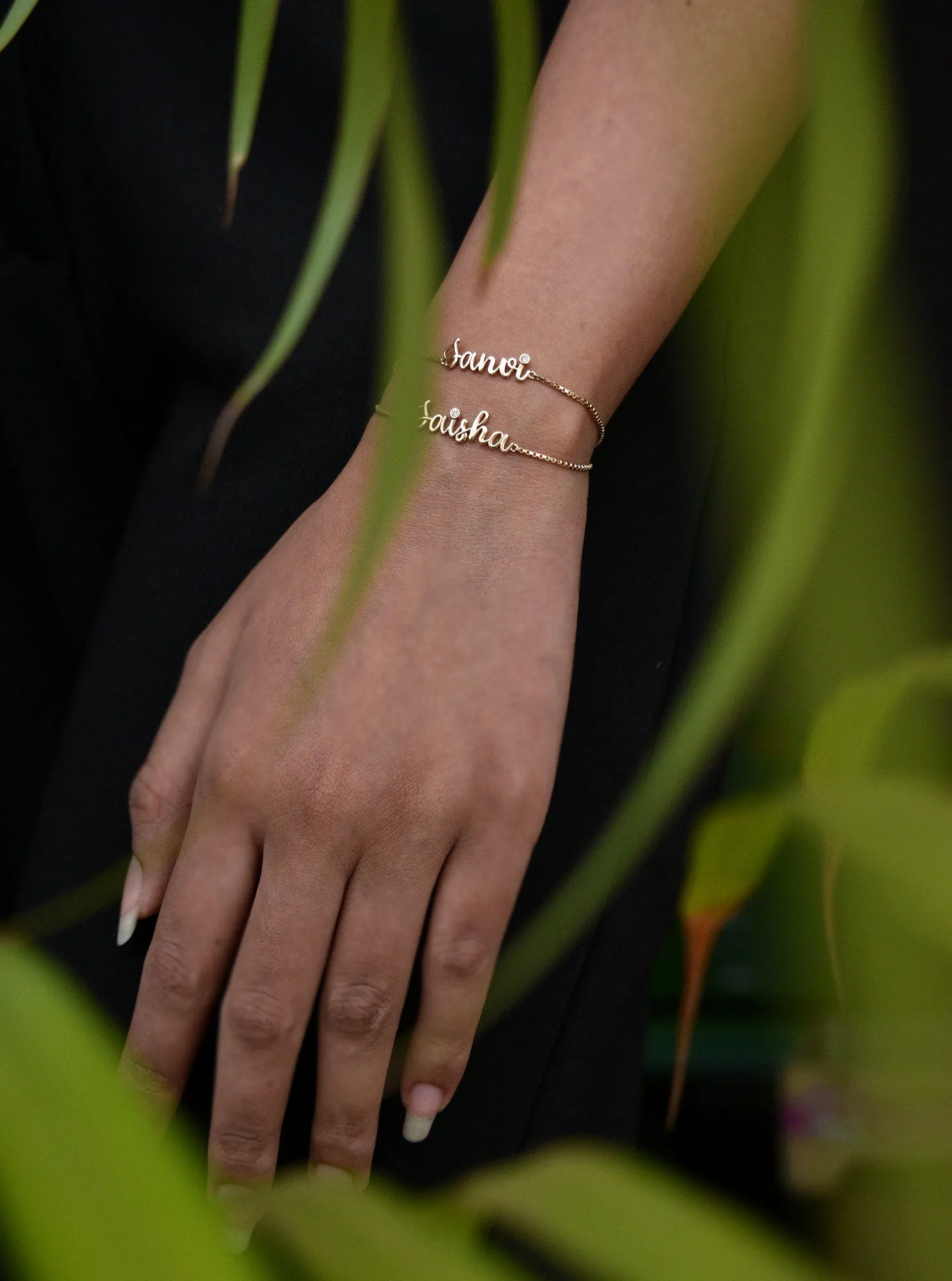 14K Solid Gold Personalized Name Slider Bracelet