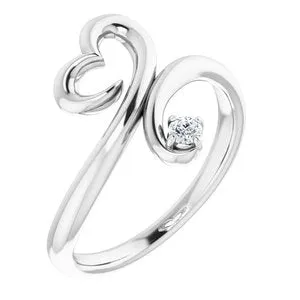 14K White .06 CTW Diamond Heart Ring