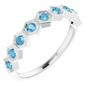 14K White 3/8 CTW Blue Lab-Grown Diamond Stackable Ring