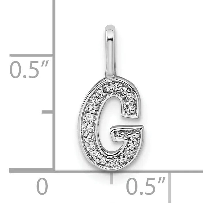 14K White Gold Diamond 0.06-CT Lower Case Style G Initial Charm